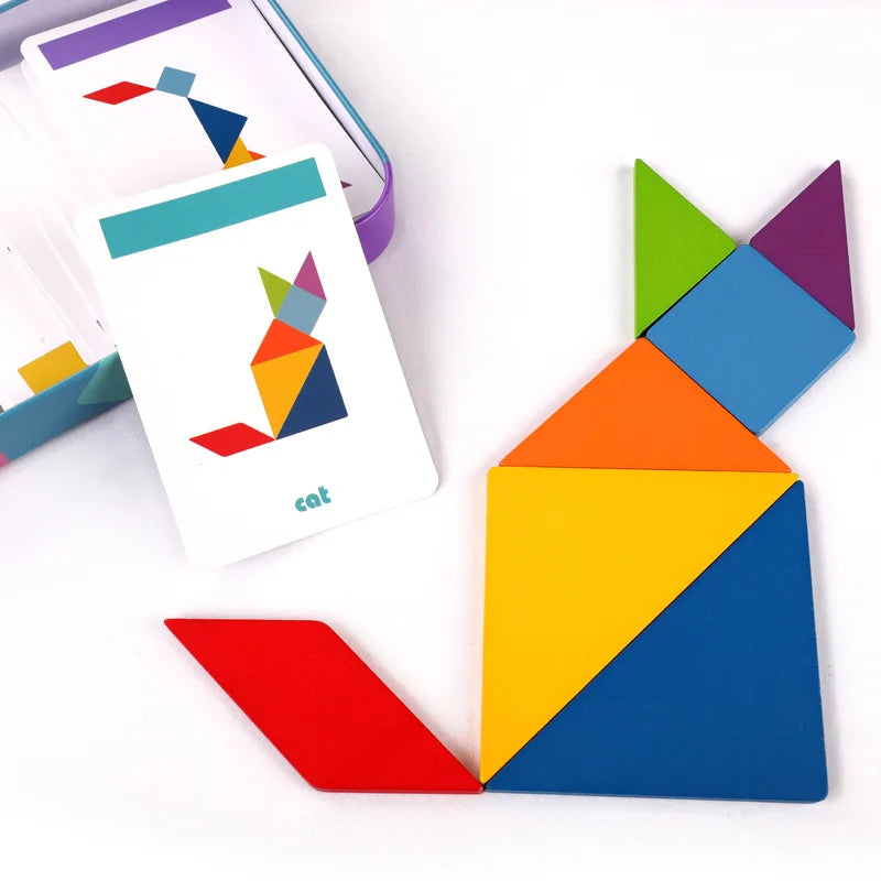 Wooden Tangram Puzzle Set for Kids – Montessori Learning Toy
