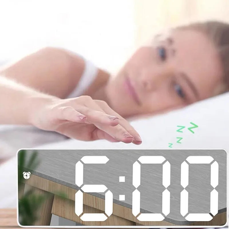 Modern LED Alarm Clock with Voice Control and Night Mode