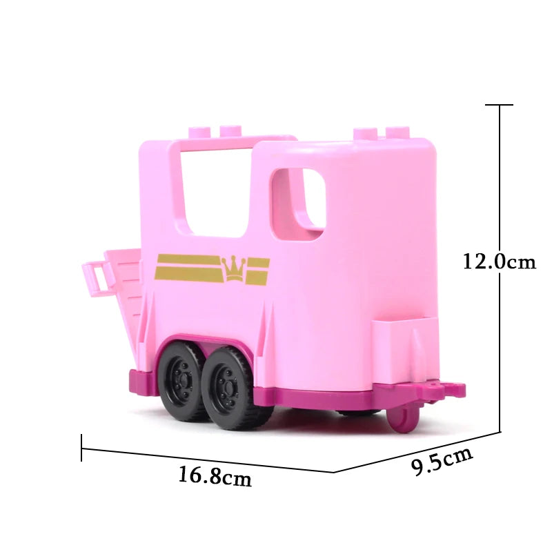 Pink city rescue vehicle building block set with traffic signs and wheels