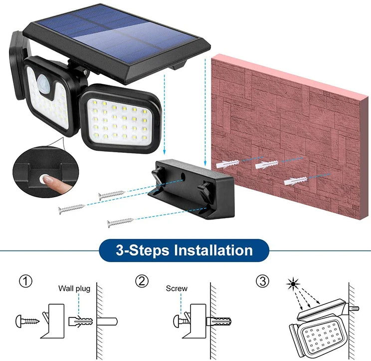 Solar-Powered LED Wall Light with Motion Sensor