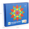 A box of Pattern Blocks featuring a colorful, star-shaped geometric design for children.