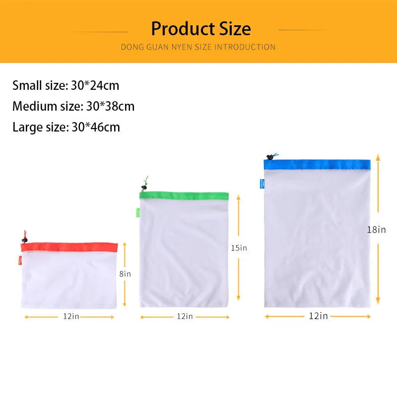 Sacs en maille réutilisables - Lot de 3 tailles