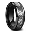 Men's Black Stainless Steel Wedding Band with Double Groove Detail