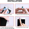 Instrucciones para instalar una cubierta de privacidad de webcam: limpiar la pantalla, quitar las pestañas de cinta y posicio