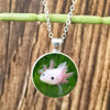 Cartoon Axolotl Glass Pendant Necklace