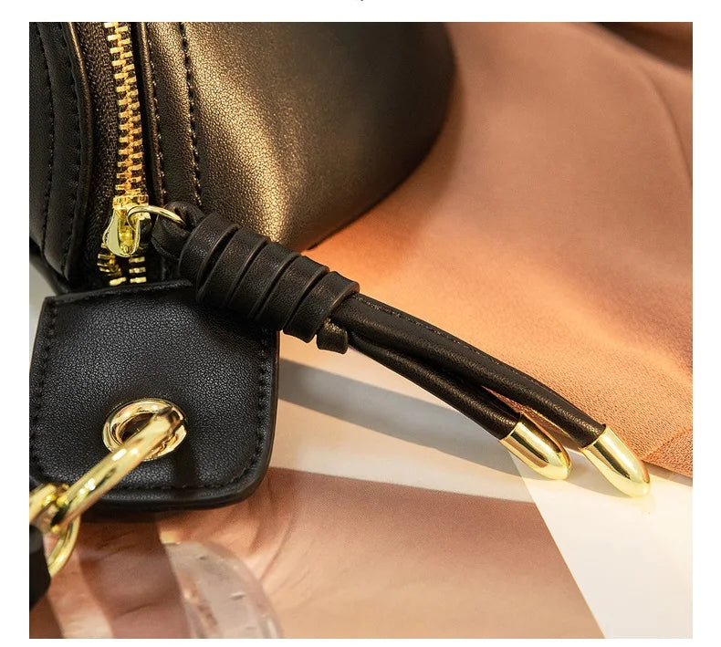 PU Leather Waist Pack with Chain Strap – Hands-Free Crossbody Belt Bag for Women