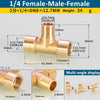 Brass BSP tee pipe fitting with female-male-female configuration and various sizes