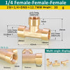Brass BSP tee pipe fitting with a multi-angle display showing various sizes and dimensions.