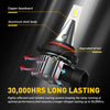 A close-up view of an upgraded LED fog light bulb featuring a copper baseboard and aluminum shell body.