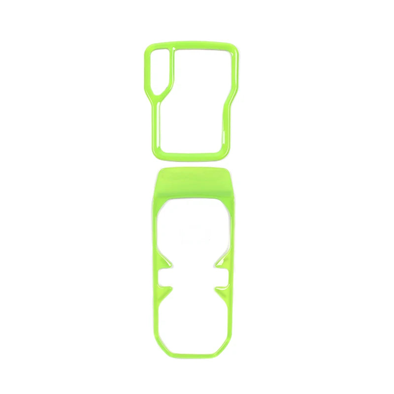Lime green ABS gear shift panel and cup holder trim cover for Jeep Wrangler JL and Gladiator JT