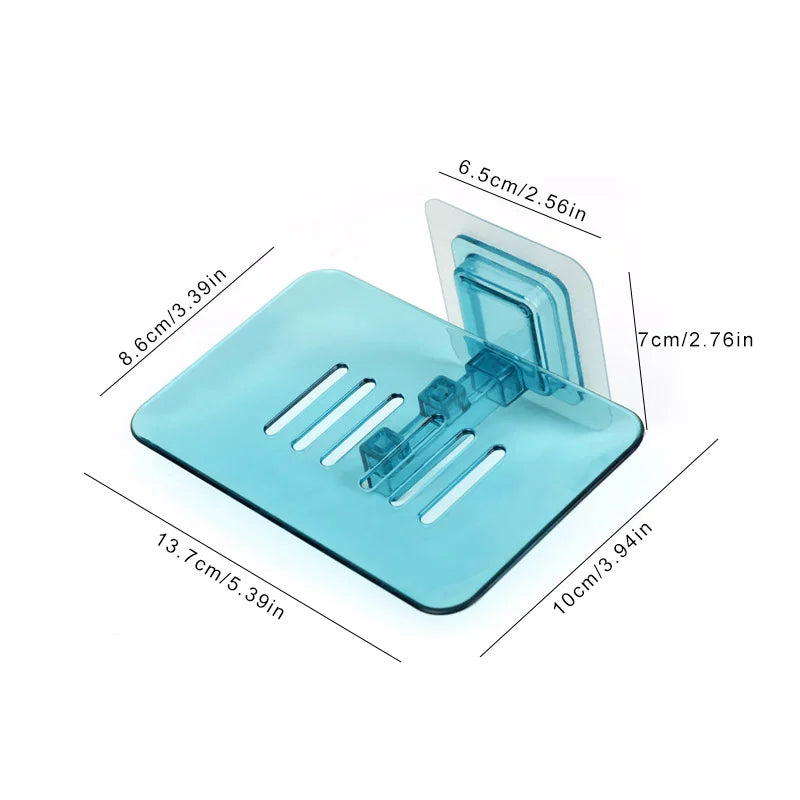 No-Drill Adhesive Soap Holder with Drainage Tray