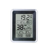 A silver digital thermometer and hygrometer display showing a temperature of 19.2 degrees Celsius.