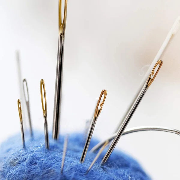 Self-Threading Stainless Steel Sewing Needles (12-Pack)