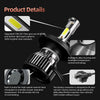 A pair of upgraded LED headlight bulbs with an aluminum alloy housing and built-in turbo fan for heat dissipation.