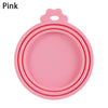 Pink reusable silicone food storage lids with a pink circular dish and a matching lid.