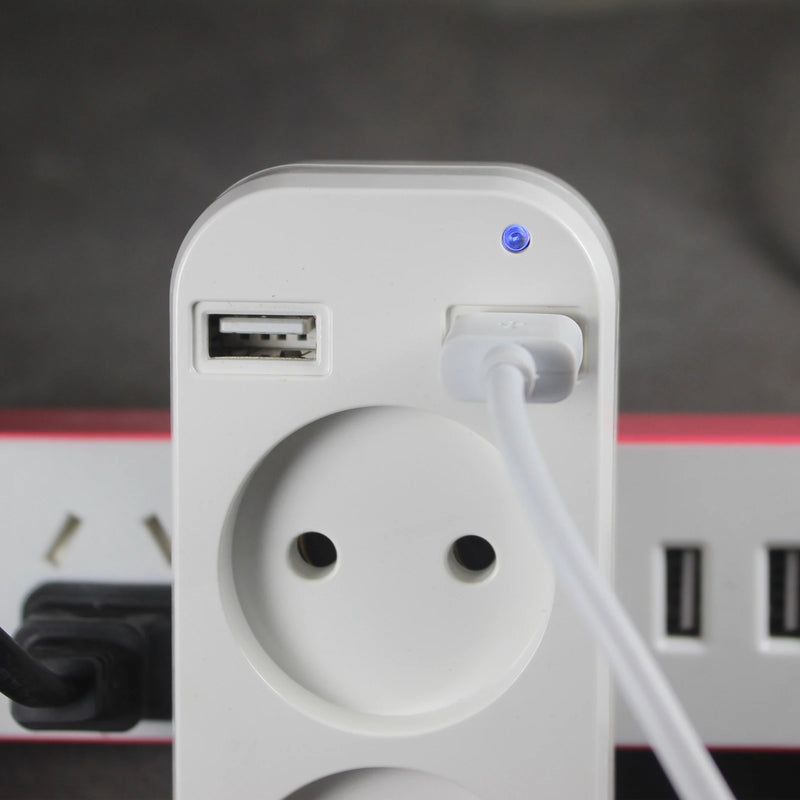Compact EU Power Strip with USB Ports