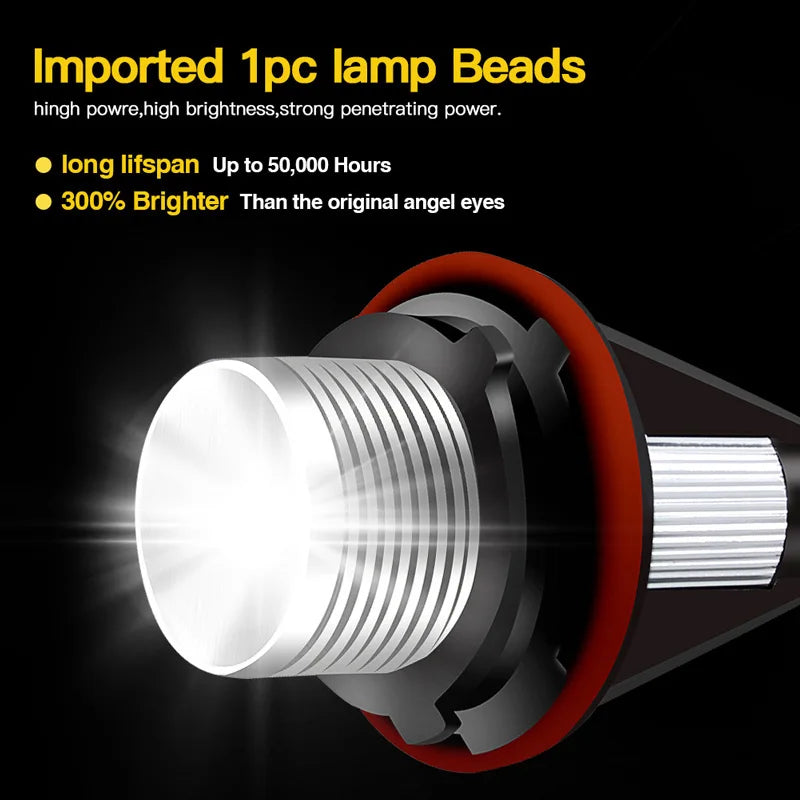 A close-up view of an imported 1pc lamp bead LED marker light bulb with a silver lens and black housing.