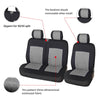 Black car seat covers for two rows featuring a 50/50 split design and three-dimensional embossed fabric.
