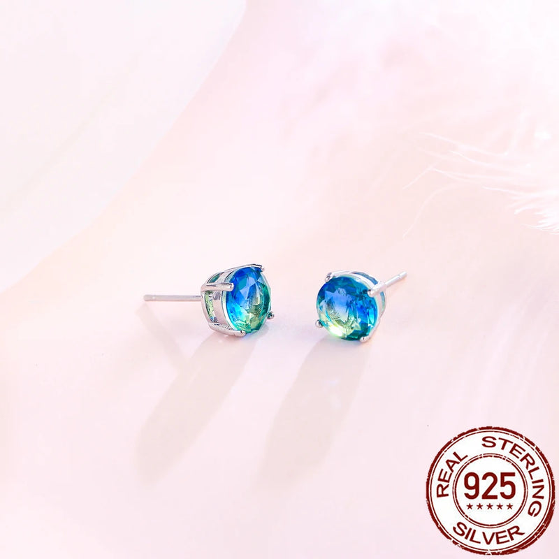 8mm Round Cubic Zirconia Stud Earrings in Sterling Silver
