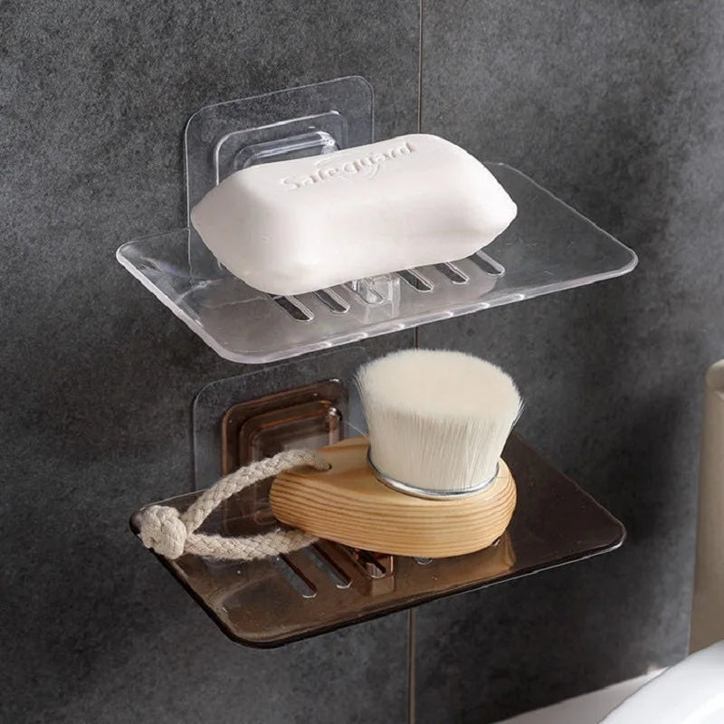 No-Drill Adhesive Soap Holder with Drainage Tray