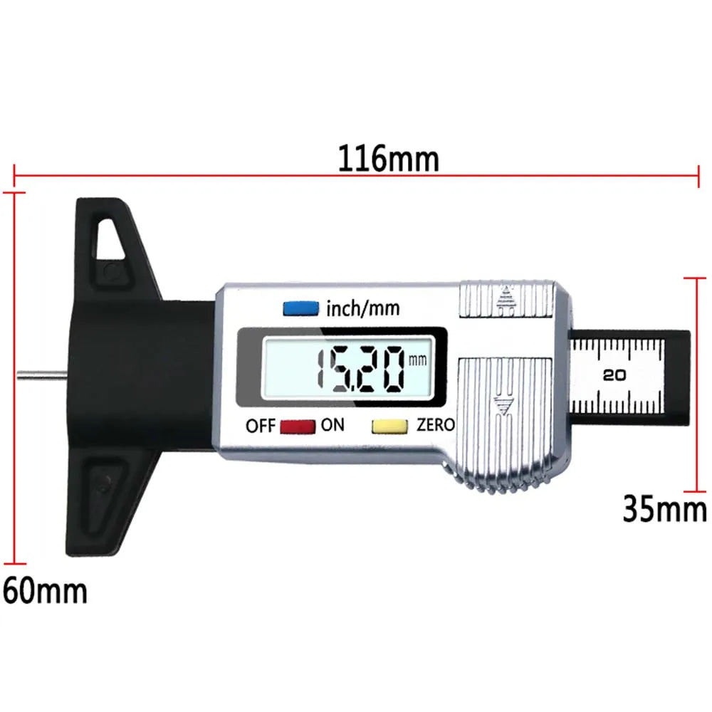 Digital Tire Tread Depth Gauge with Large LCD Display