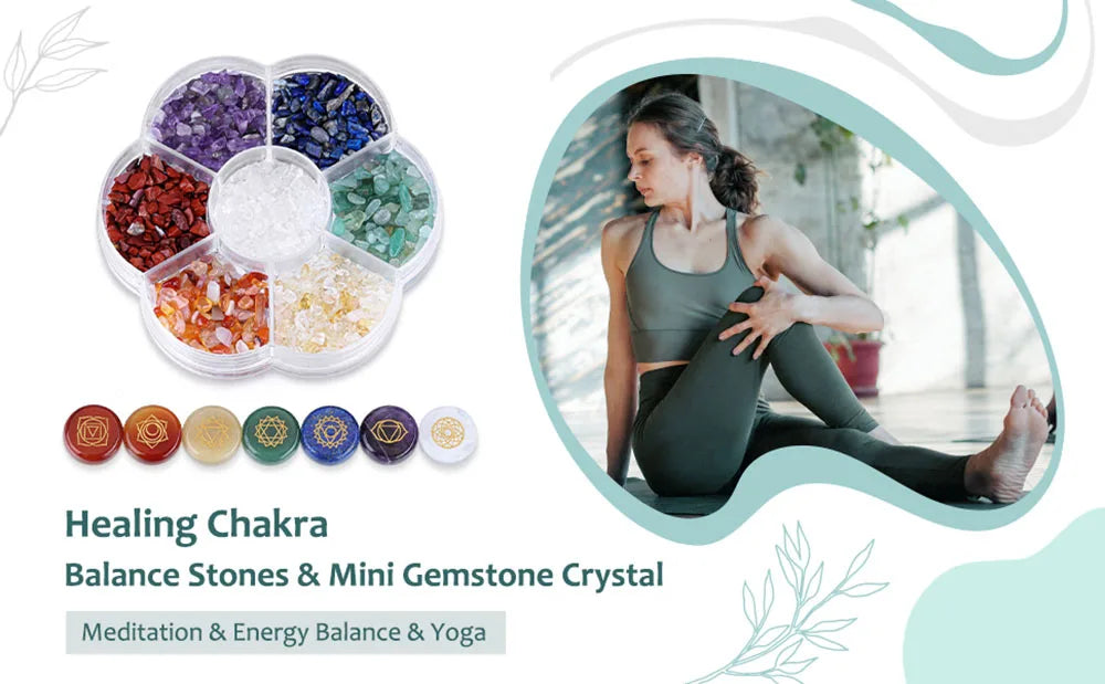 7 Chakra Healing Crystal Stones Set with Engraved Symbols