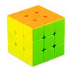 A bright orange and lime green 3x3 speed cube puzzle.