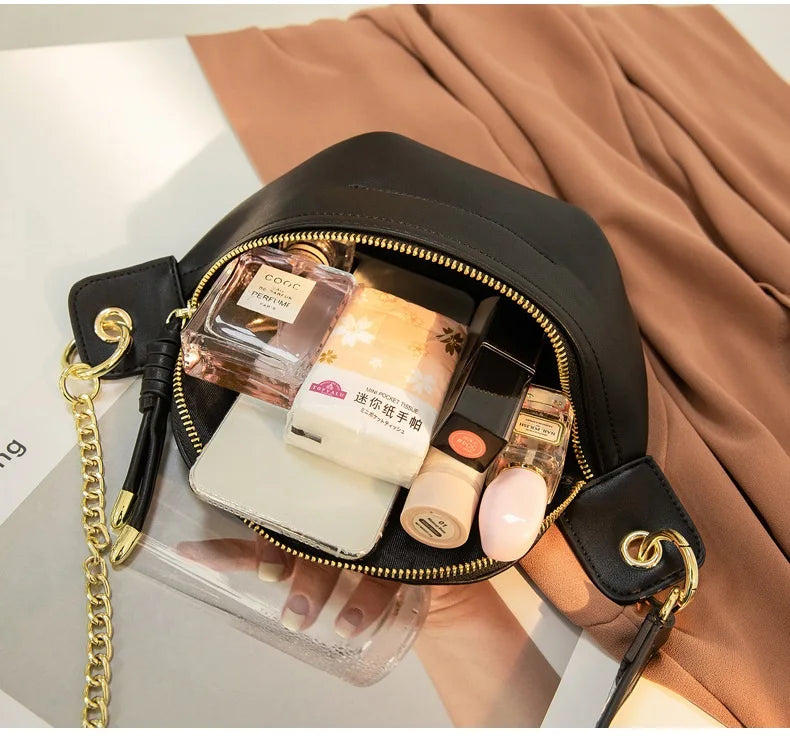 PU Leather Waist Pack with Chain Strap – Hands-Free Crossbody Belt Bag for Women