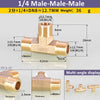 Brass BSP tee pipe fitting for water oil and gas connections with 1/4 male-male-male thread