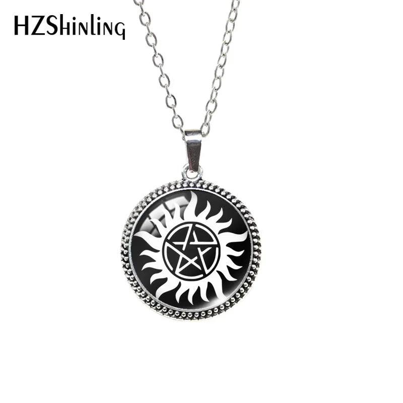 Destiel-Inspired Glass Cabochon Pendant Necklace