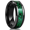 Men's Black Stainless Steel Wedding Band with Double Groove Detail