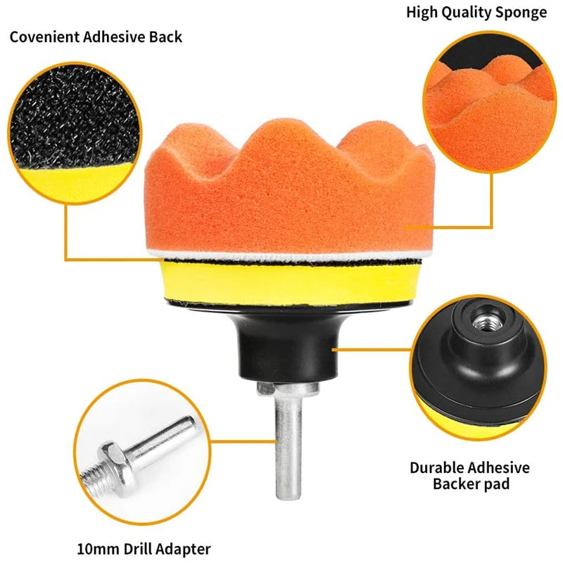 Car Polishing Pad Kit with Drill Adapters