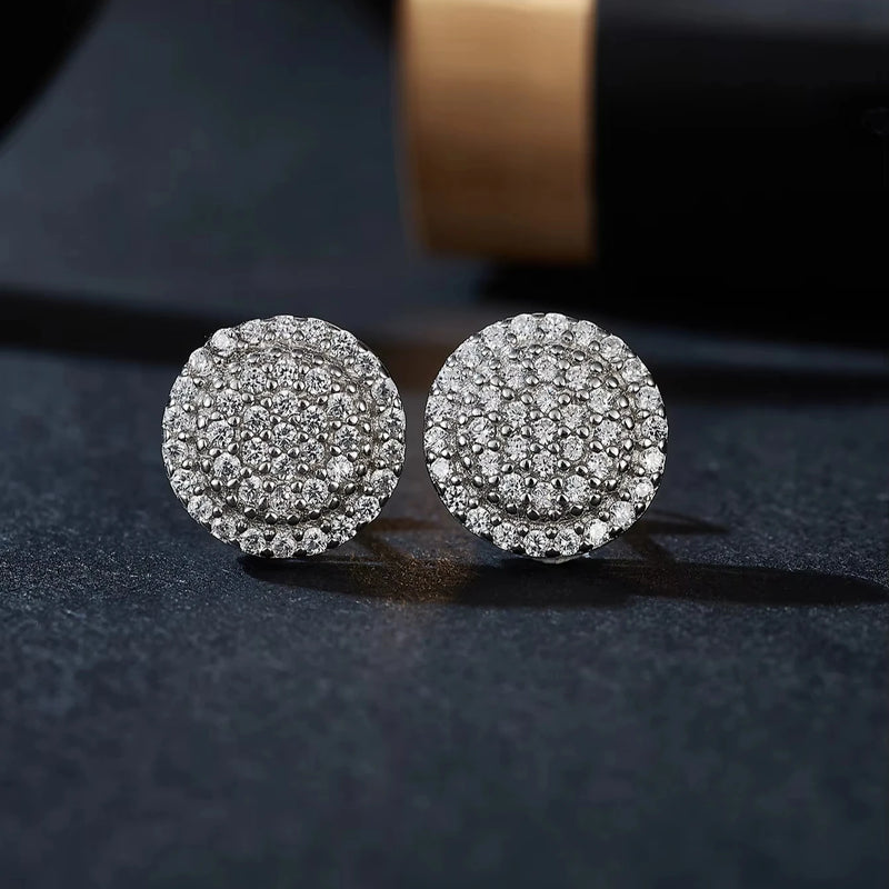 Round Brilliant Moissanite Stud Earrings in Sterling Silver