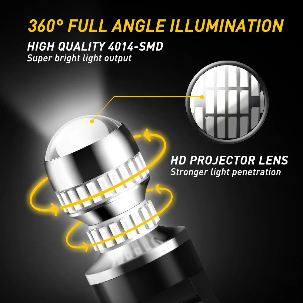 A close-up view of a 360 degree illumination projector lens for automotive lights.