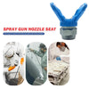 Blue universal airless spray gun nozzle seat replacement part shown with related components and usage examples.