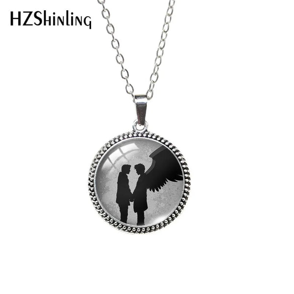 Destiel-Inspired Glass Cabochon Pendant Necklace