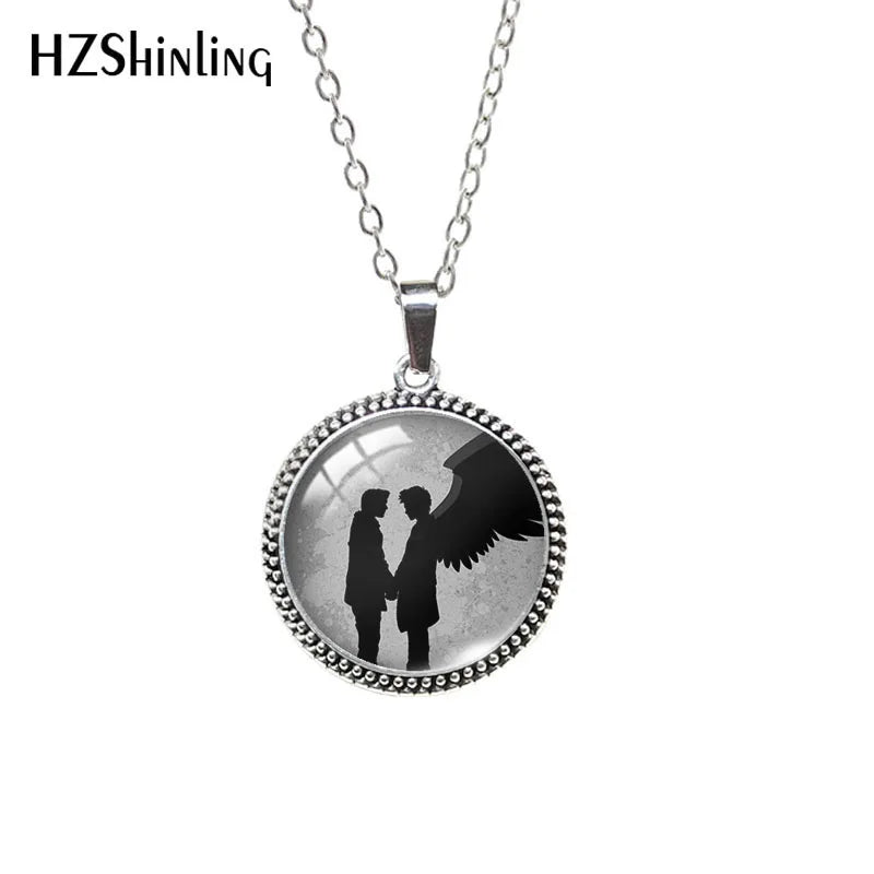 Destiel-Inspired Glass Cabochon Pendant Necklace