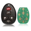 A black replacement car key fob with buttons and a green circuit board is shown.