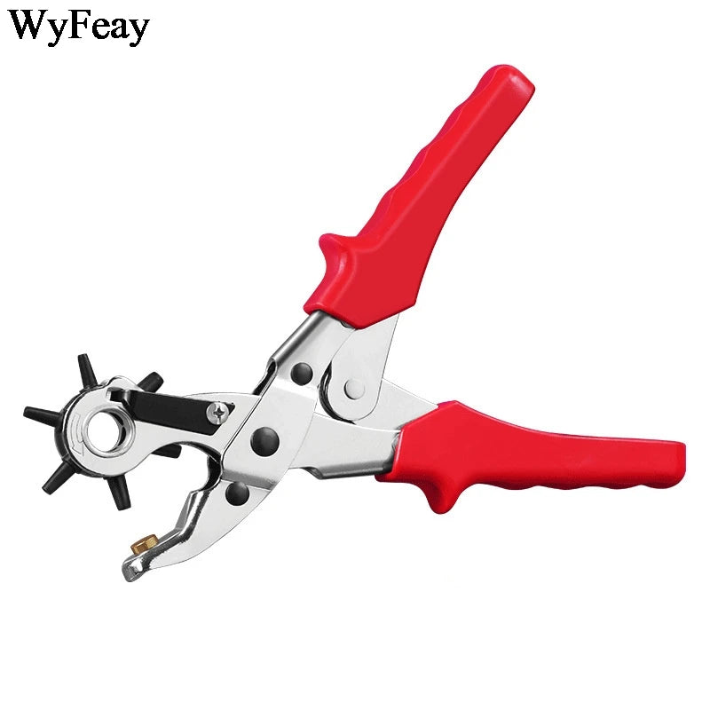 Heavy-Duty Leather Hole Punch Tool with 6 Interchangeable Sizes