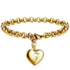 Gold Heart Alphabet Charm Bracelet