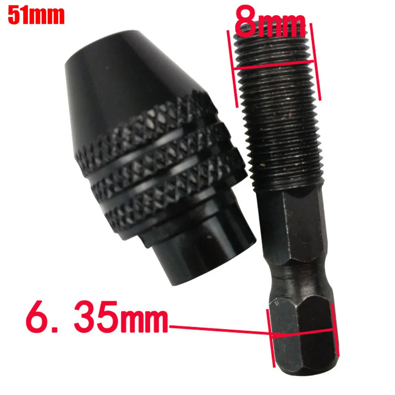 Mini Keyless Drill Chuck Adapter - 1/4" Hex Shank