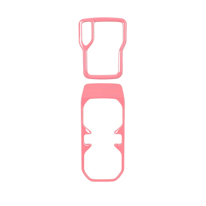 Pink ABS gear shift panel and cup holder trim cover for Jeep Wrangler JL and Gladiator JT