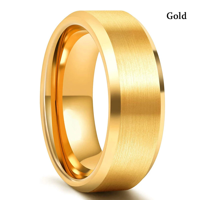 Men's Black Stainless Steel Wedding Band with Double Groove Detail