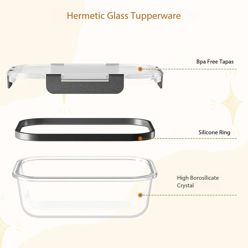 24-Piece Borosilicate Glass Food Storage Container Set