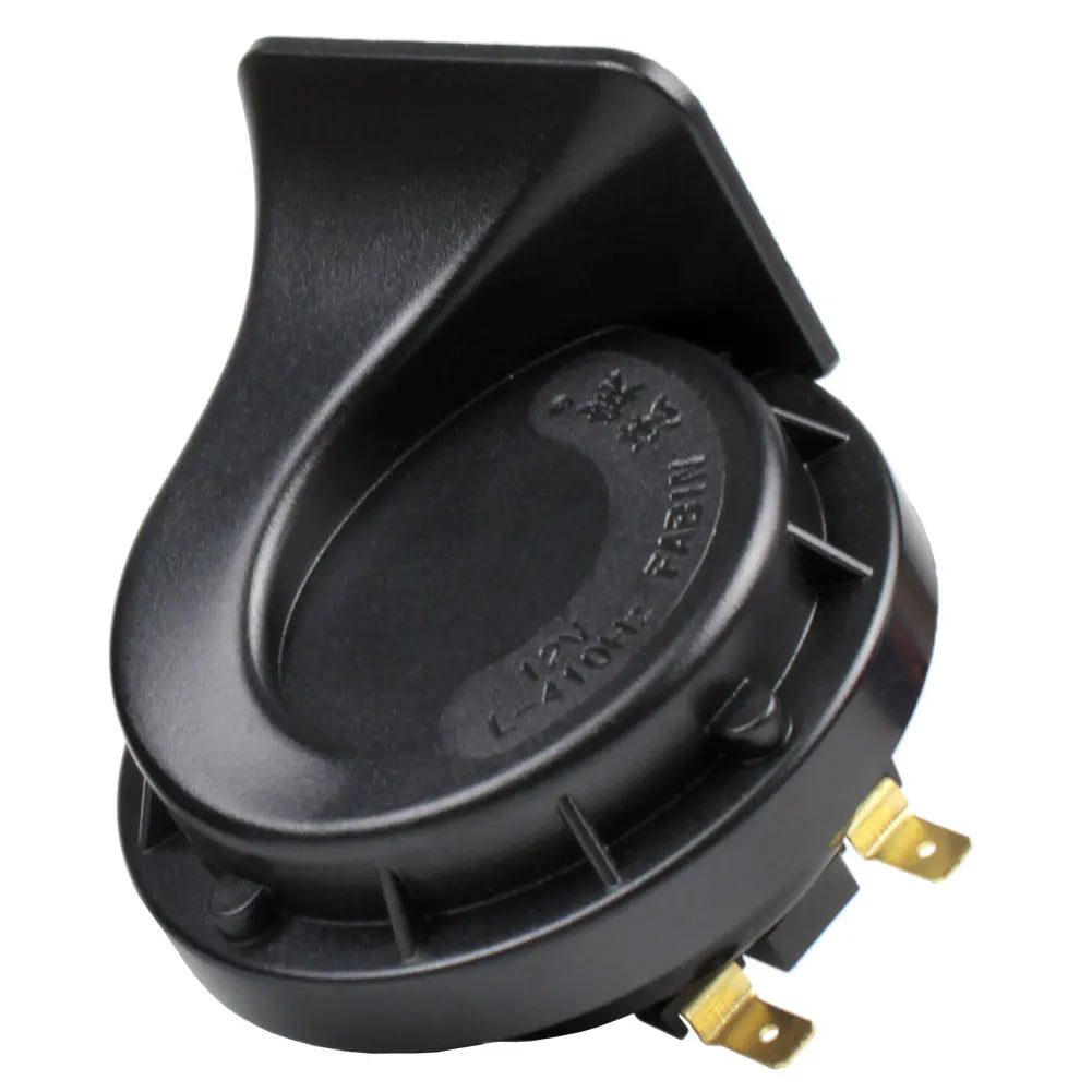 Black 12V waterproof electric snail horn with brass terminals