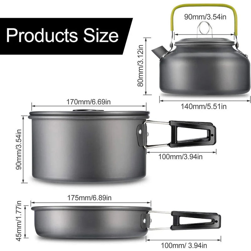 Portable Aluminum Camping Cookware Set