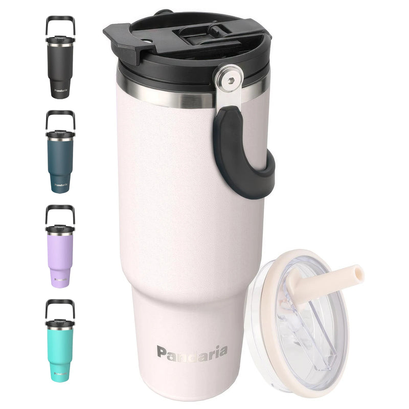 40oz Stainless Steel Tumbler with Handle and Straw