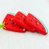 Red watermelon silicone teether pendant for babies with green trim