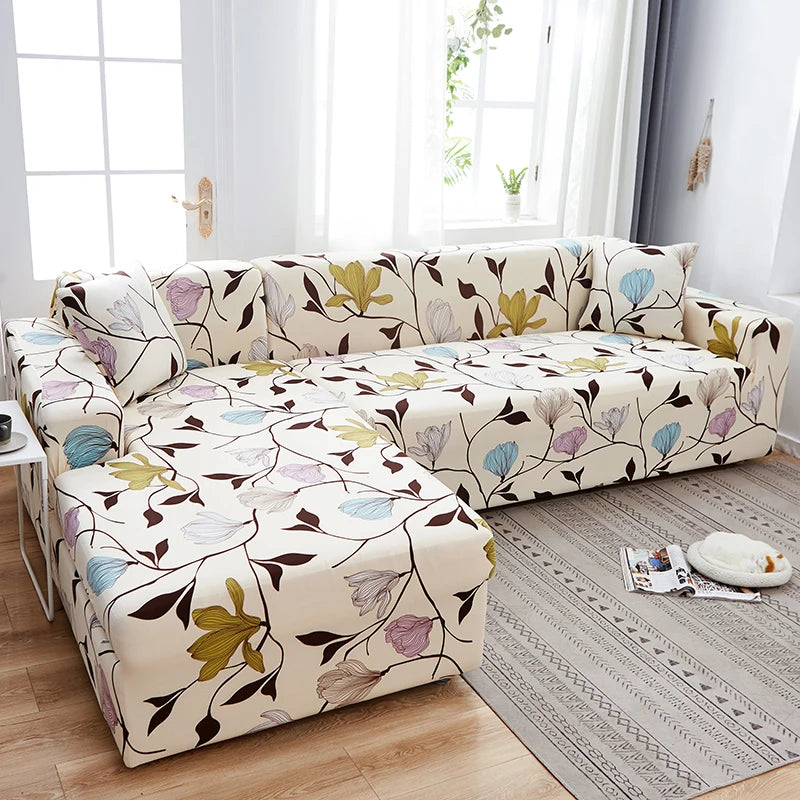 Printed Stretch Sofa Cover for L-Shaped and Corner Sofas