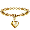 Gold Heart Alphabet Charm Bracelet